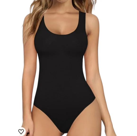 Adreamly Tank Top Bodysuit Women's Plus Size XXL Black Scoop Neck Stretch - Picture 4 of 9